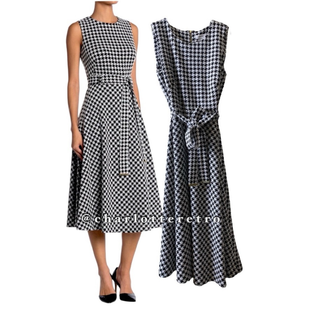 NWT Calvin Klein Houndstooth Ponte Knit Dress